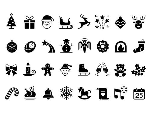 Christmas and New Year Flat Icons Set 557432868