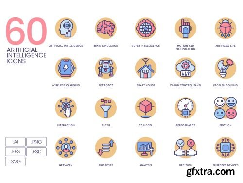60 Artificial Intelligence Icons | Butterscotch Series Ui8.net