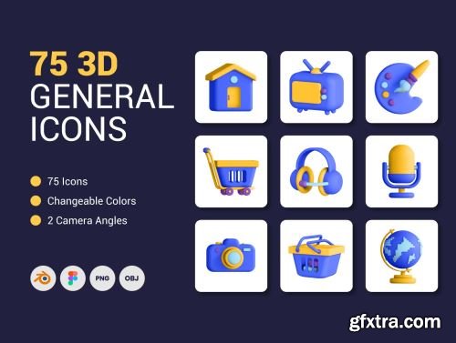 75 3D General Icons Ui8.net