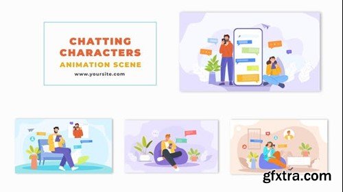 Videohive Characters Chatting on Social Media 2D Animation Scene 47494579