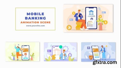 Videohive Online Mobile Banking Flat Character Animation Scene 47494478