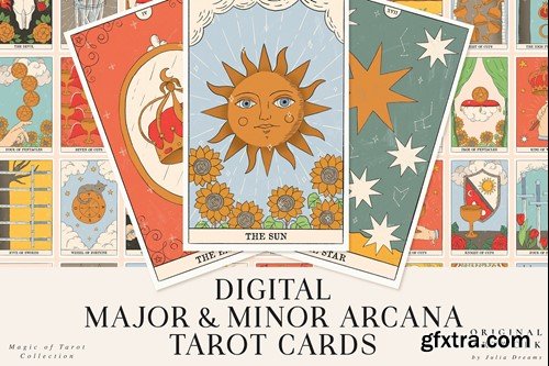 Tarot Card Deck Illustration Major Minor Arcana H7XTAKT