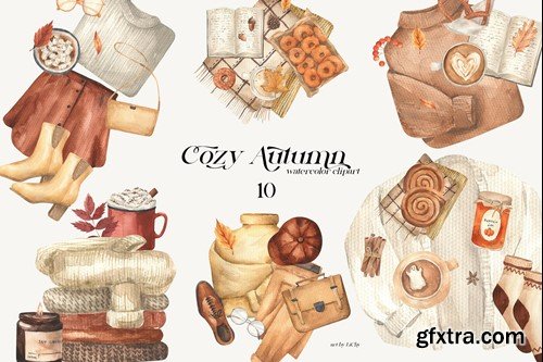Watercolor Autumn Outfit Cozy Clothes Clipart png W4AVGB3