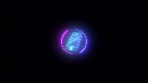 Videohive - Neon smart phone sign icon animation. Vd93 - 47470172