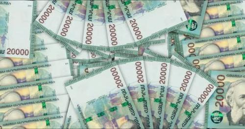 Videohive - Armenia Dram AMD banknotes in a fan mosaic pattern loop - 47479183
