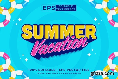 Summer Vacation 3d Vector Editable Text Effect XURQ9D8