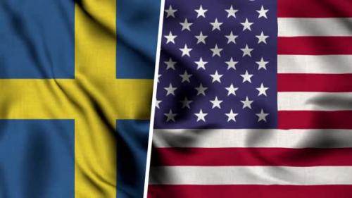 Videohive - Sweden Flag And Usa Flag - 47490702