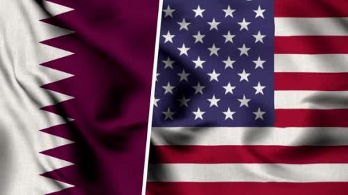 Videohive - Qatar Flag And Usa Flag - 47490717