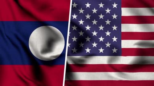 Videohive - Laos Flag And Usa Flag - 47490760