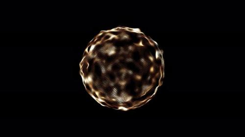Videohive - Golden Particle Luxury Sphere Ball Animation On Dark Black Background, Sphere Golden Made - 47490950