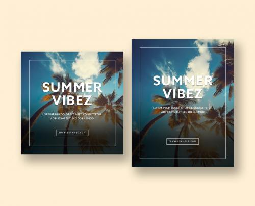 Summer Vibes Layout With Palms Background and Generative Ai 635376797