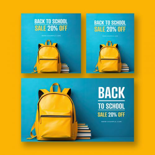 Blue and Yellow Back to School Social Media Layouts With Generative Ai 635103319