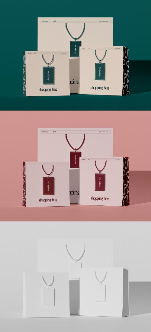 Two Size Shopping Bags with Labels Mockup 634718032