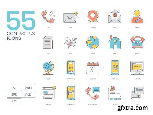 55 Contact Us Icons | Color Line Series Ui8.net