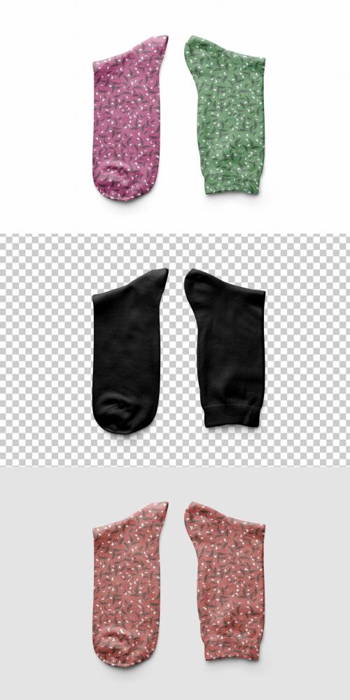 Mockup of pair of socks with customizable pattern design and logo and customizable background 634458066