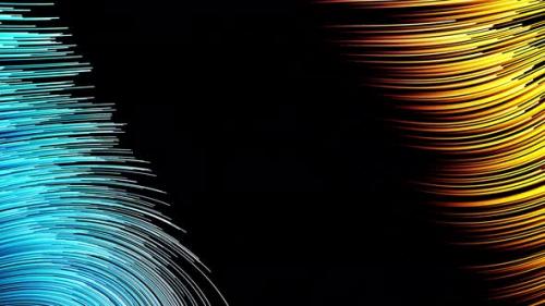 Videohive - Blue And Yellow Waves Stripes Vj Loop On Black Background 4K - 47517272
