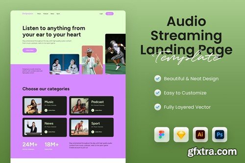 Audio Content Platform Landing Page Template TGUW7QR