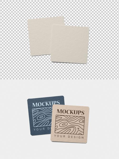 Mockup of two customizable square cardboard coasters with customizable background 634458896