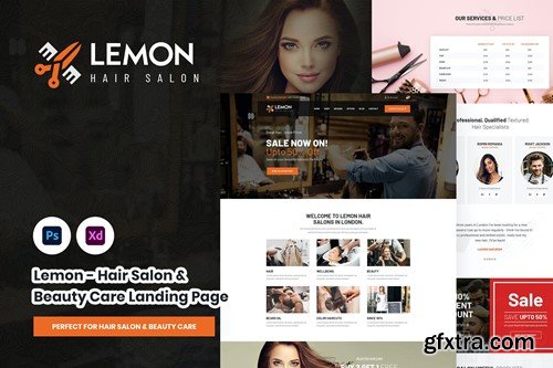Lemon - Hair Salon & Beauty PSD & XD Landing Page 6W9WT49