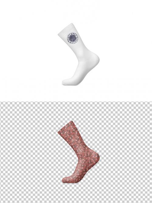 Mockup of sock with customizable design and logo and customizable background 634457744