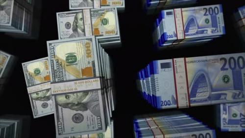 Videohive - US Dollar and Azerbaijan Manat money exchange loop - 47479909