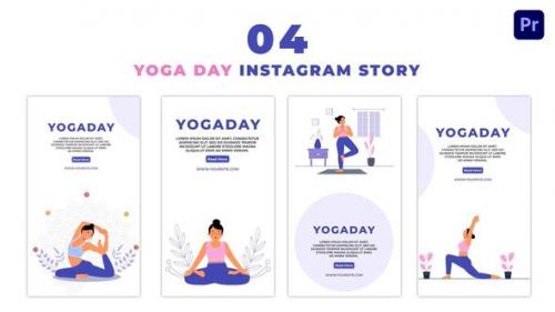 Videohive - Woman Celebrates Yoga Day Flat Character Instagram Story - 47470566