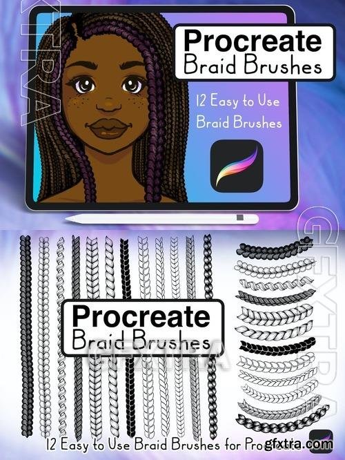 Braid Hair Brushes for Procreate (Easy Braids) NEF86KS