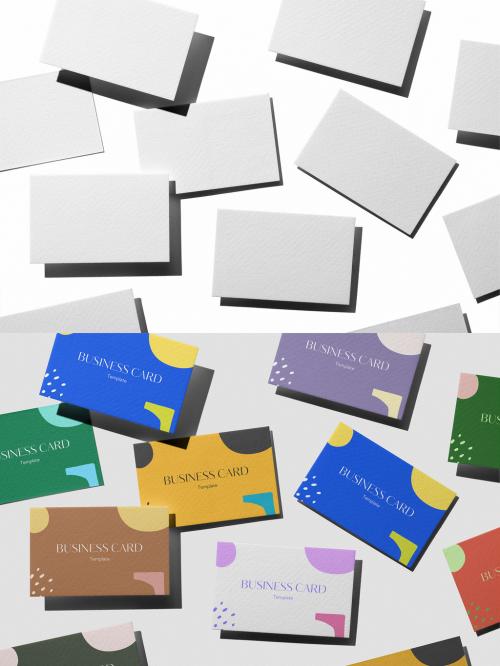 Mockup of customizable horizontal EU business cards with customizable background, 85 x 55mm 634455203