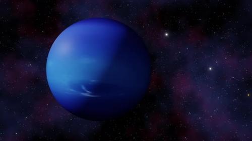 Videohive - Planet Neptune view from outer space and twinkling stars in the Milky Way galaxy 3d render. Solar - 47528728