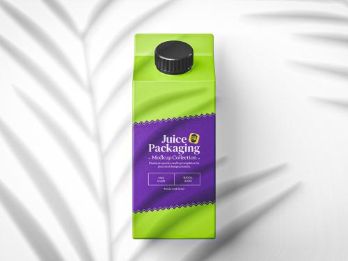 Green Carton Juice Bottle Mockup With Black Cap And Purple Label 632439160