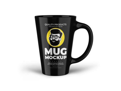 Clasicc Black V-shaped Mug Mockup 573496056