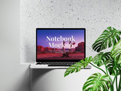 Modern Laptop Device Mockup Front View 573495716