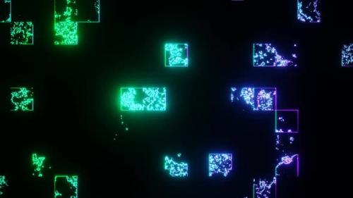Videohive - Green To Purple Abstract Glow Disappearing Cubes Background Vj Loop In HD - 47574148