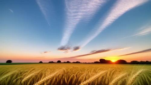Videohive - A beautiful sky landscape over a wheat field with a sunrise 007 - 47561294