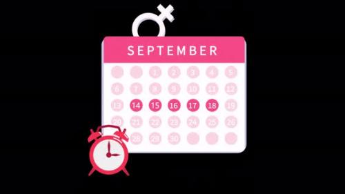Videohive - Menstrual Calendar For 14th, 15th, 16th, 17th, 18th September 4K Alpha Channel - 47549685