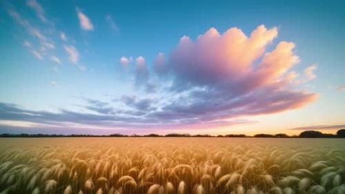 Videohive - A beautiful sky landscape over a wheat field with a sunrise 006 - 47561295