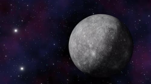 Videohive - Planet Mercury view from outer space and twinkling stars in the Milky Way galaxy 3d render. Solar - 47562879