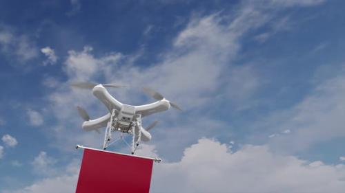 Videohive - Drone Pulling Albania Flag - 47547820