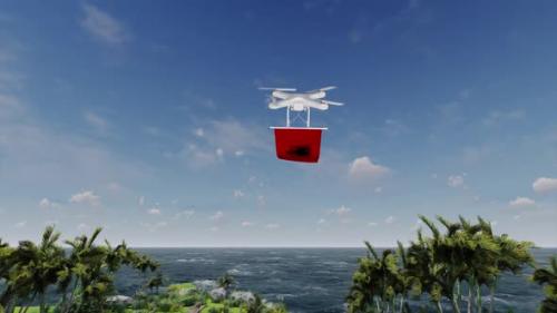 Videohive - Quadcopter Drone Carrying Albania Flag - 47547824