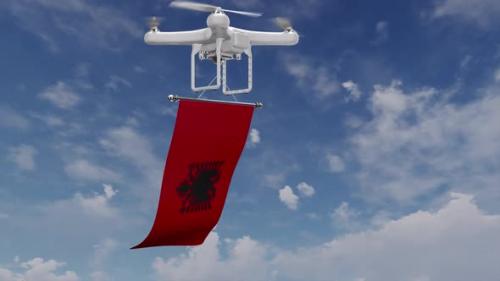 Videohive - Drone Carrying Albania Flag - 47547828