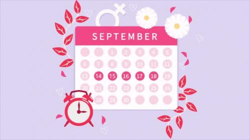 Videohive - Menstrual Calendar For 14th, 15th, 16th, 17th, 18th September On Pink Background - 47549686