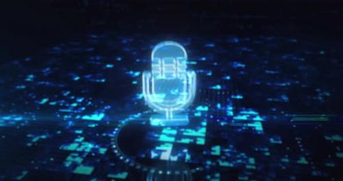 Videohive - Microphone online podcast and on air live record symbol cyber concept - 47552781