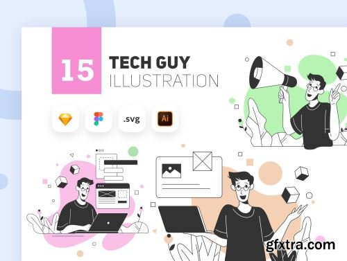 Tech Guy Illustration Kit Ui8.net