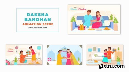 Videohive Sibling Love Rakhi Festival Flat Character Animation Scene 47564946