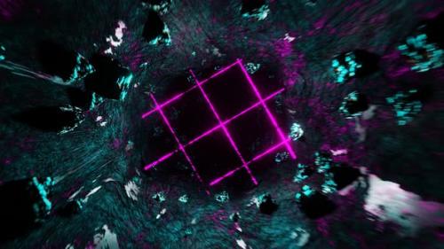 Videohive - Cyan And Pink Cave With Pink Laser Protection Background Vj Loop In HD - 47574191