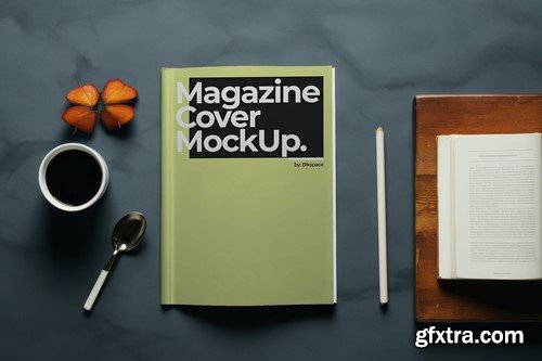 A4 Magazine Cover Mockup With Cup Of Coffee #02 4689NEE