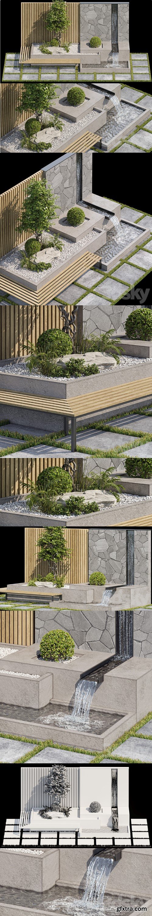 Landscape Furniture with Fountain - Architect Element 07