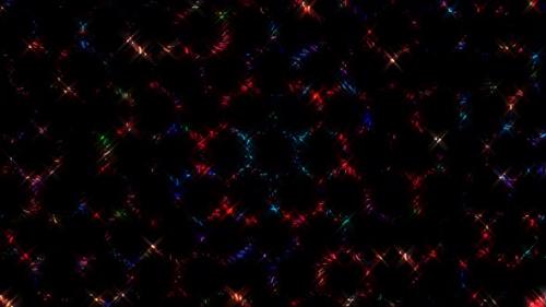 Videohive - animated lines of squares with colorful dots of shining flashing lights, on a black background - 47576547