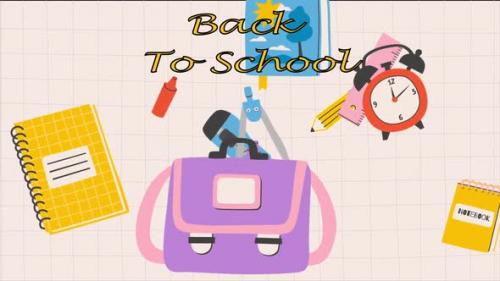 Videohive - Back To School Background School Supplies Go Into The School Bag On Yellow Background - 47576796