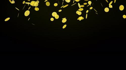 Videohive - Golden Coins Falling On Black Background 4K - 47576834